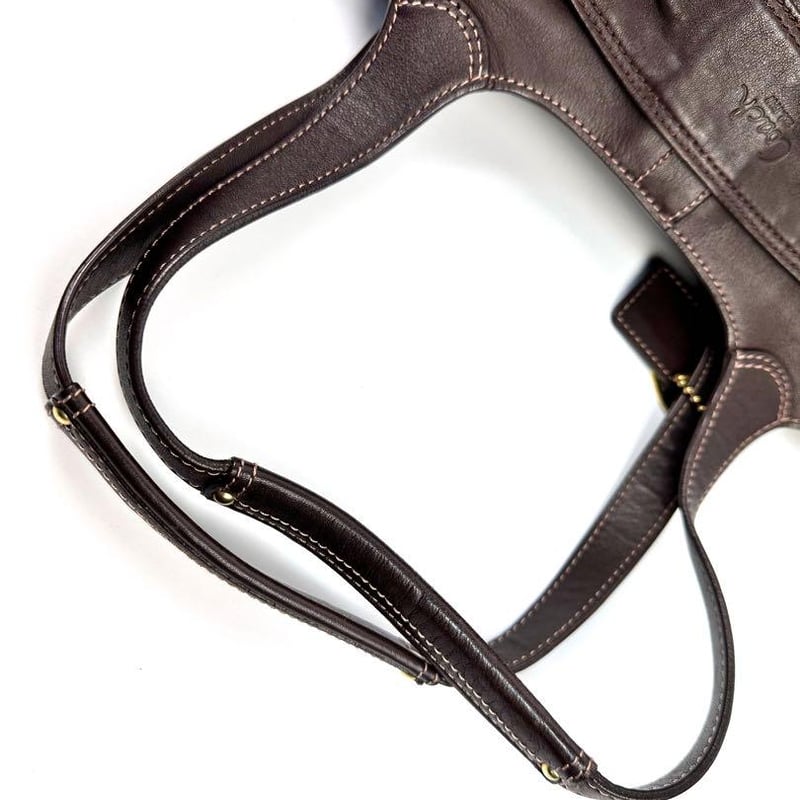 コーチ レザートートバッグ ダークブラウン PC A4 肩掛け 13885 焦茶