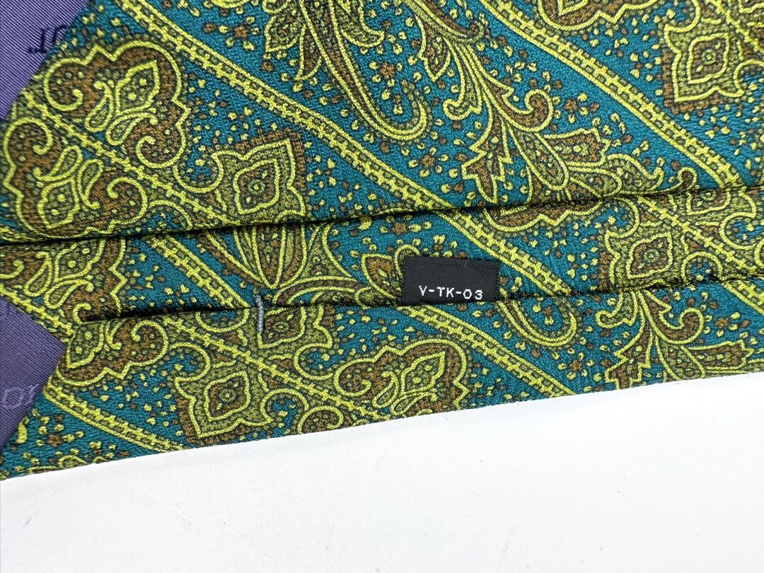 クリスチャンディオール シルク100% ネクタイ グリーン 花柄