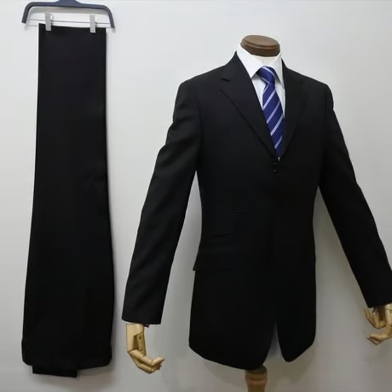 M104｜BURBERRY BLACK LABEL 3Bブラックピンストライプスーツ(38R)