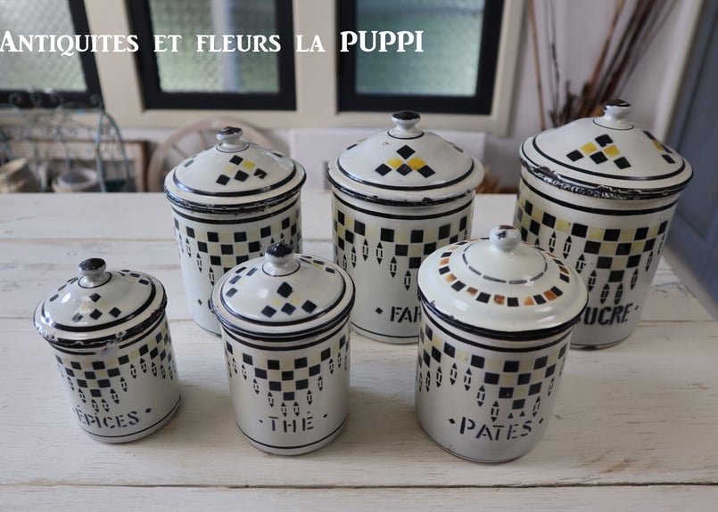 フランスから♪アンティークキャニスター6客セット 人気デザイン