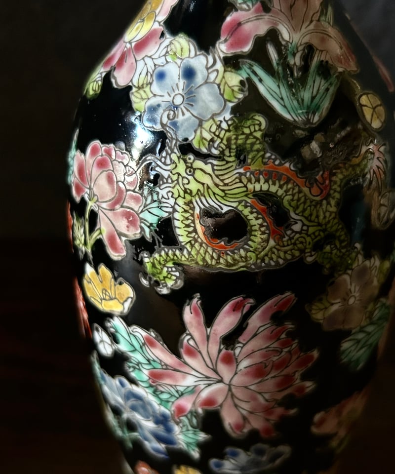 景徳鎮の花瓶/中国/龍/花柄/骨董 | 骨董・アンティークのオンライン