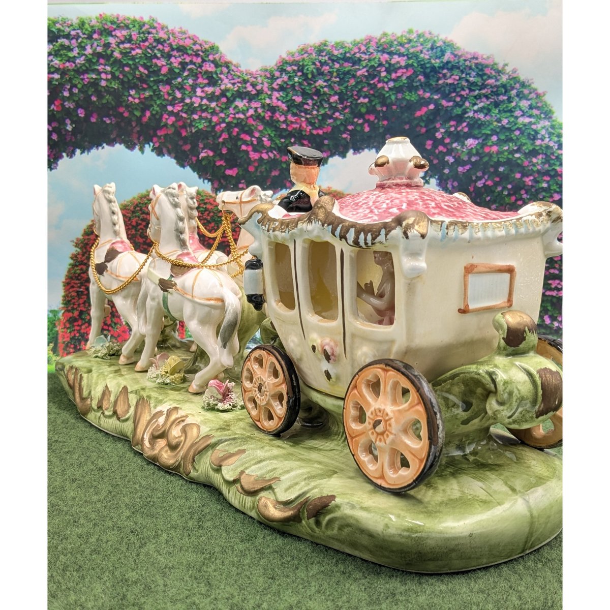 陶器 人形 アンティーク 馬車 4頭立て馬車 インテリア 置物 | よしつね