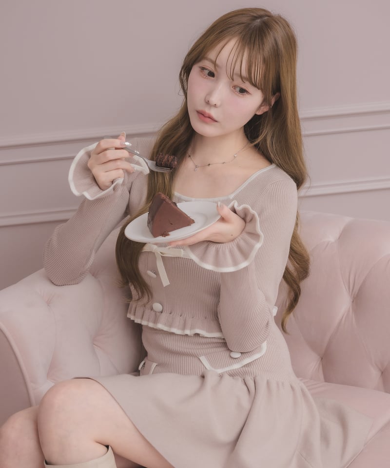 バイカラーリボンミニスカートセットアップ | DOLCELICHE（ドルチェ