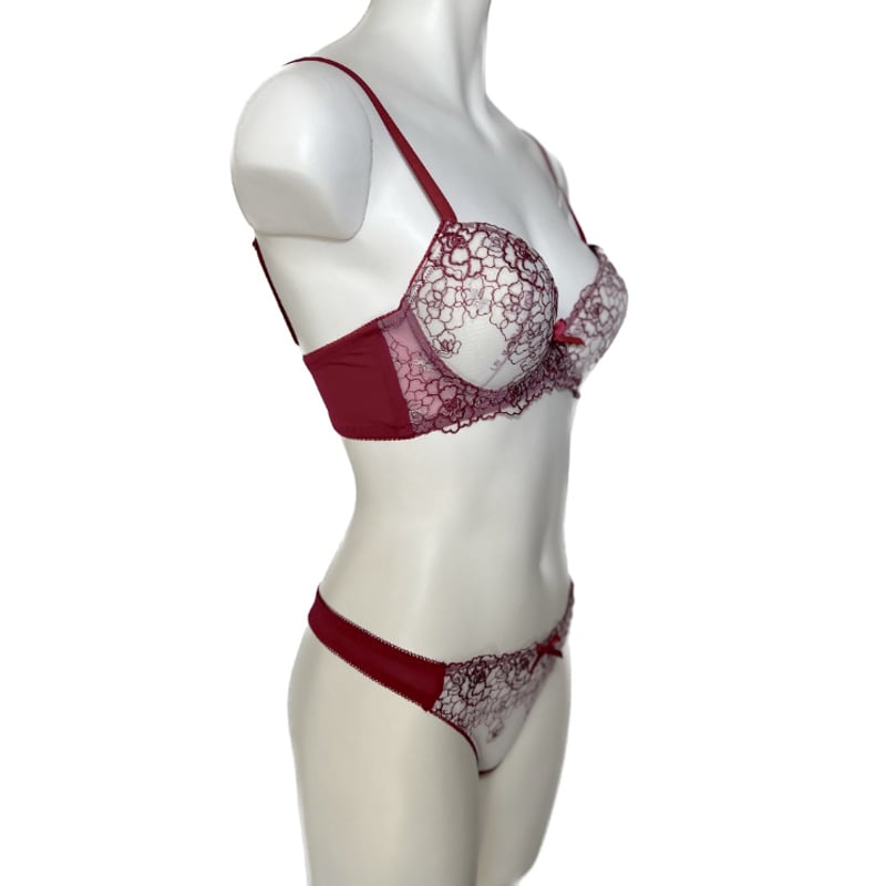 エレガントでフェミニンなブラショーツ・Tバック3点セット [サイズ