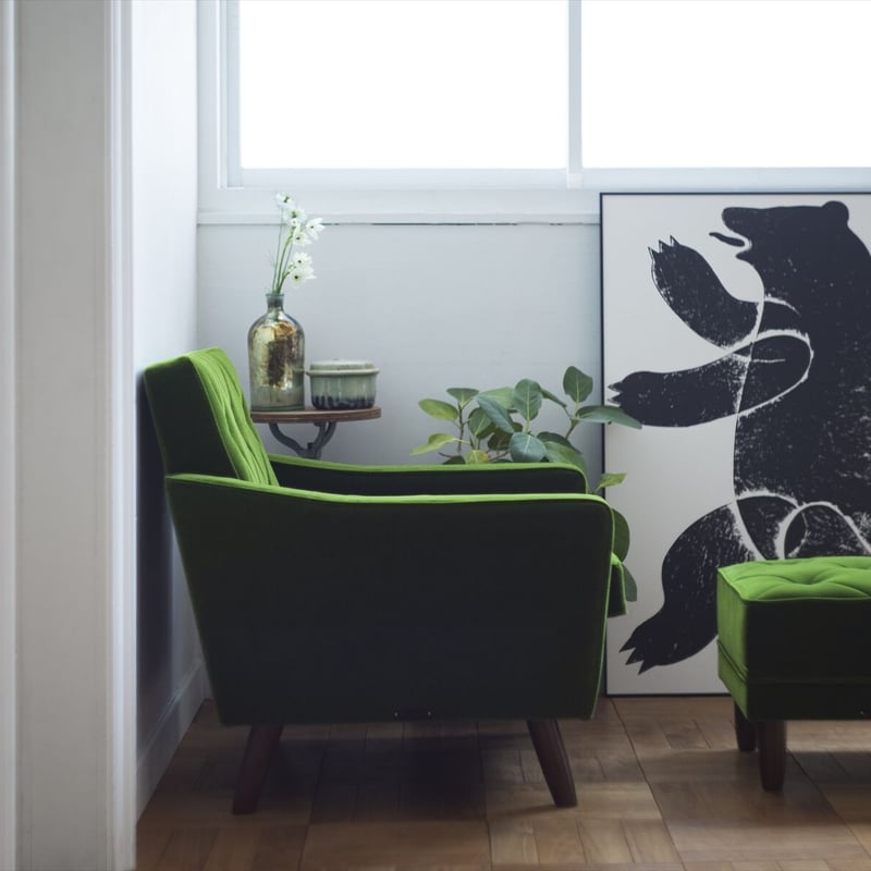 カリモク60 ｜ ロビーチェア モケットグリーン | Loops Online