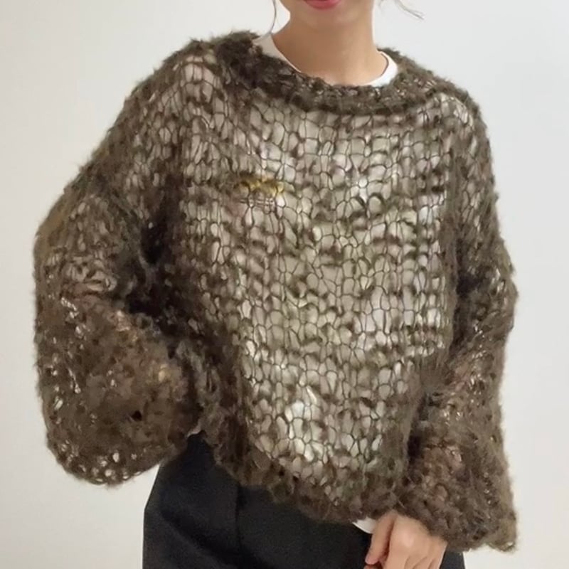mohair knit pullover（khaki）プルオーバーモヘアニット（カーキ）#31