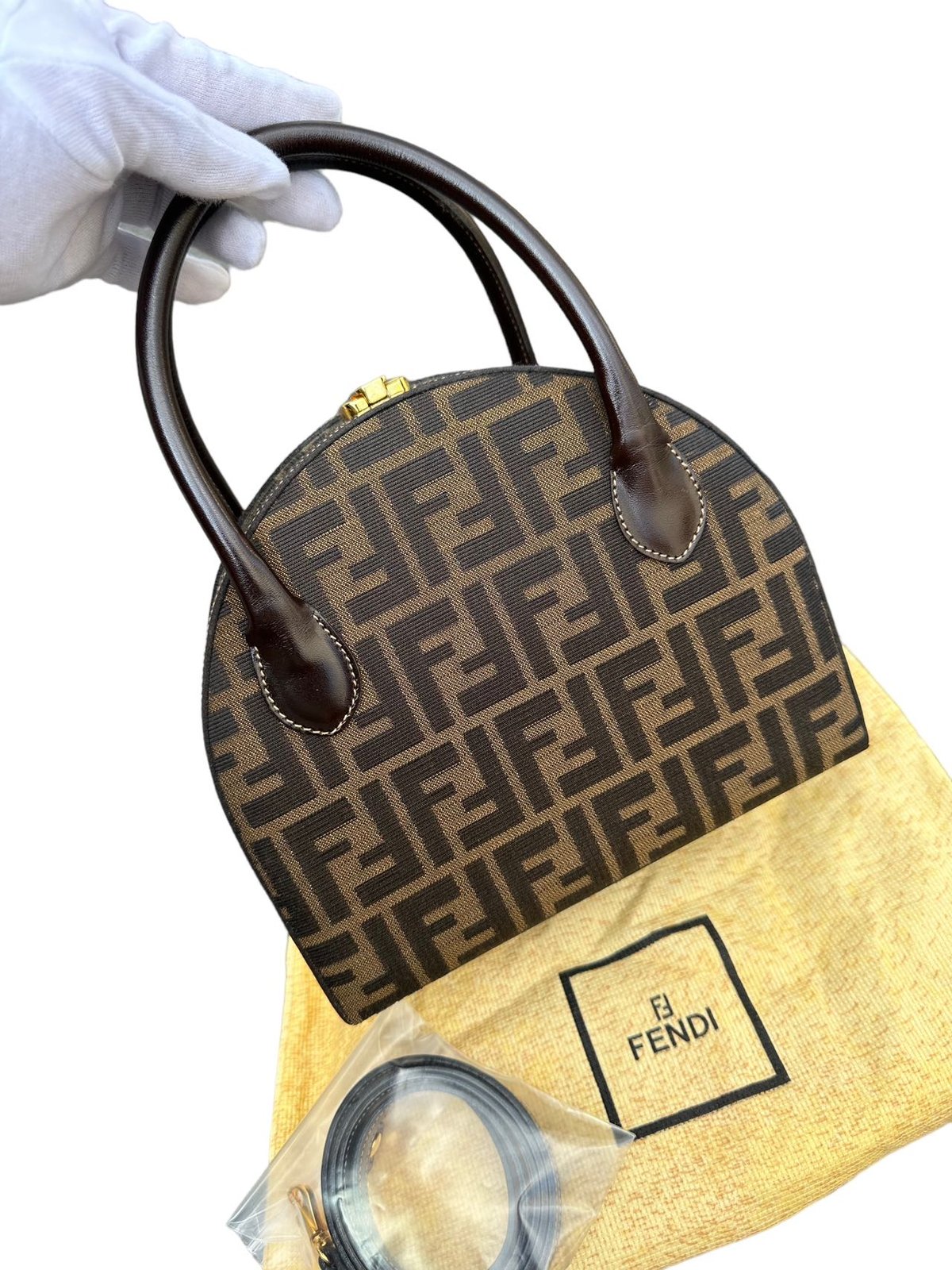 FENDIフェンディズッカ柄FFヴィンテージVintageバニティバッグおにぎり