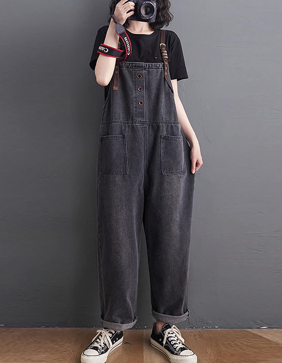 ARGUE OVERSIZED LADY OVERALL DENIM/BLACK ARGUE OVERSIZED ARGUE