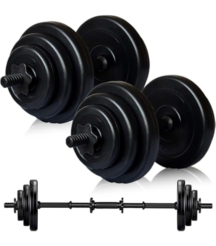 合計50kg】バーベルにもなるダンベル｜25kg×2個セット 可変式｜A6