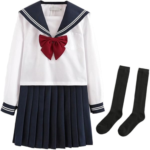 Amazon.com: Japanese School Girls Sailor JK Uniform Bule Pleated
