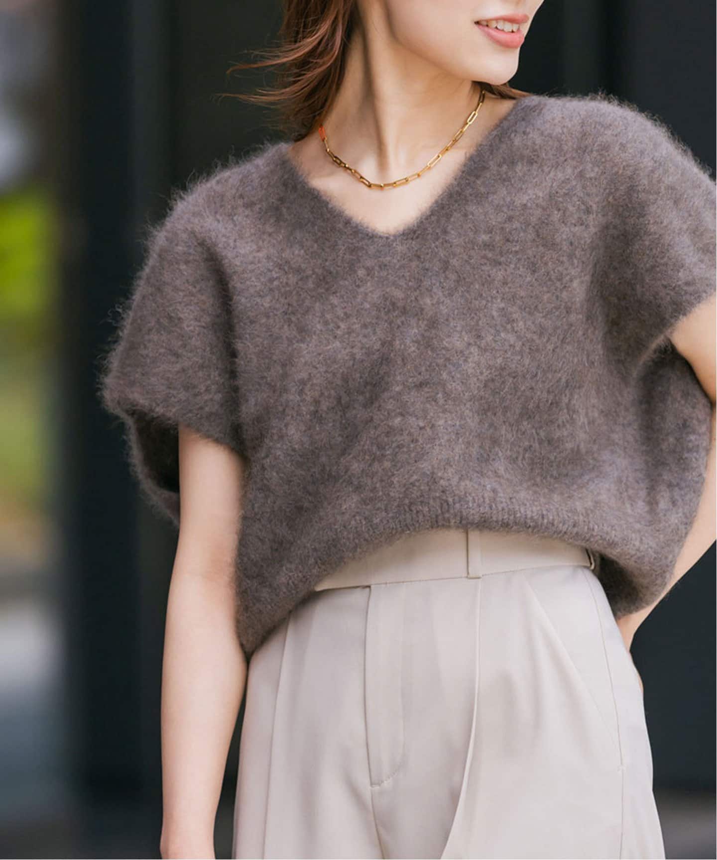 ○ファーニットVネックベスト（ニット／セーター）｜NOBLE（ノーブル