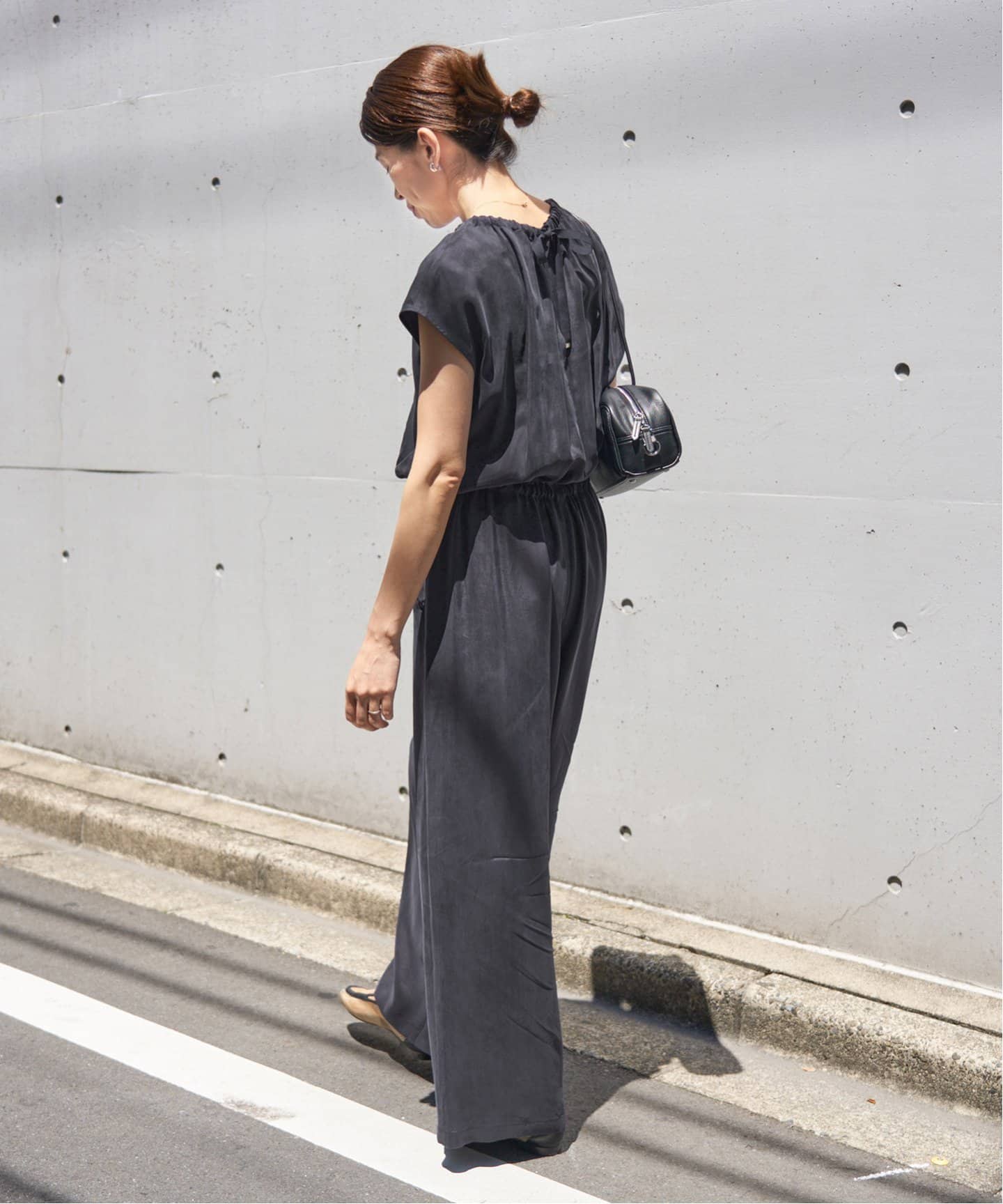 追加》キュプラギャザーネックオールインワン（つなぎ／オールインワン