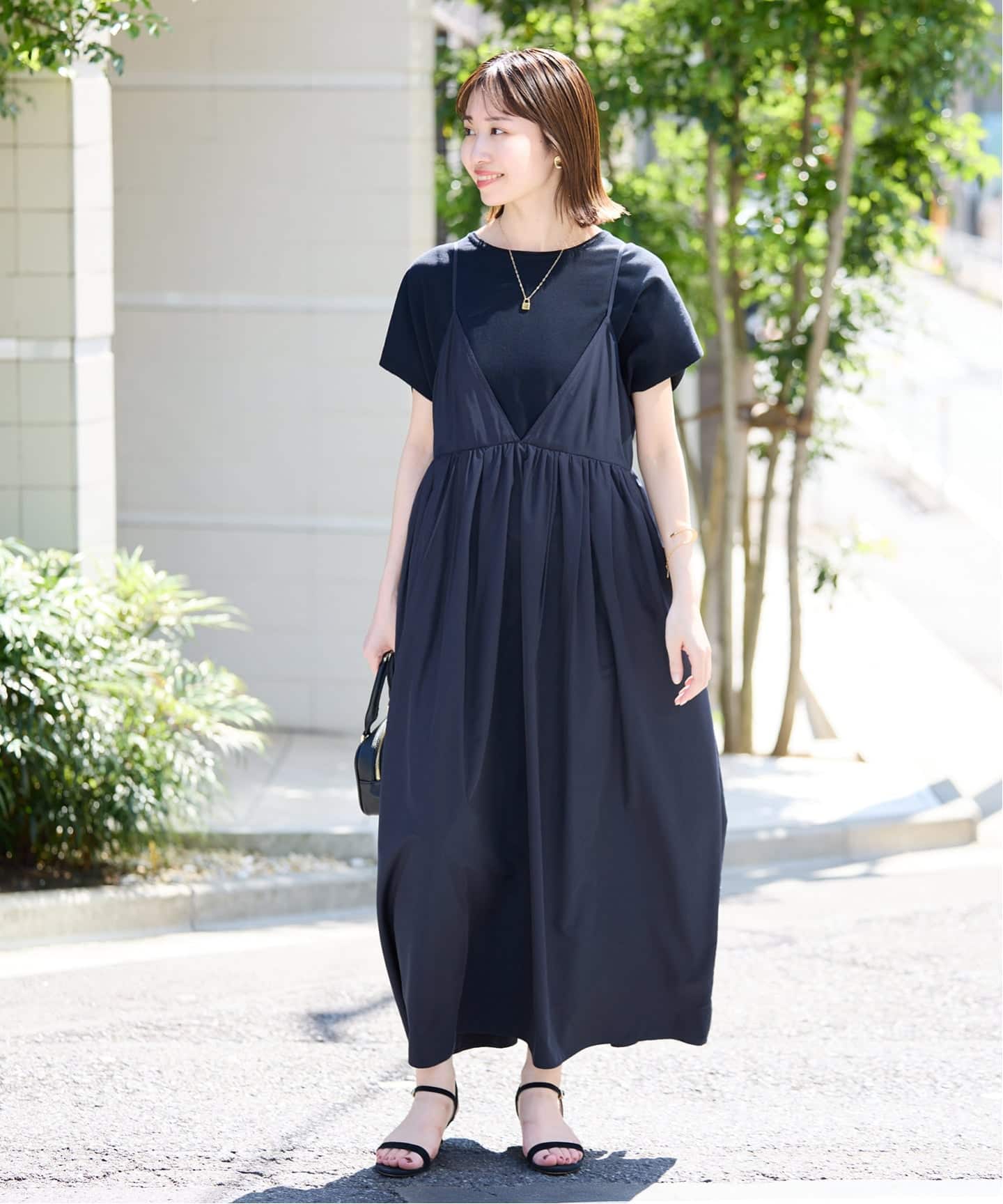 WEB限定/追加》タフタギャザーキャミワンピース（ワンピース）｜SLOBE