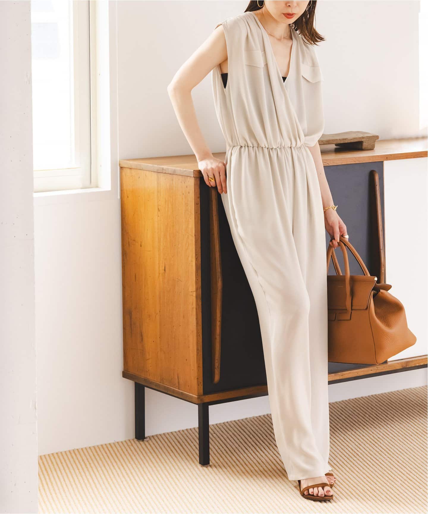 洗える】ミリタリーバックサテンオールインワン（つなぎ