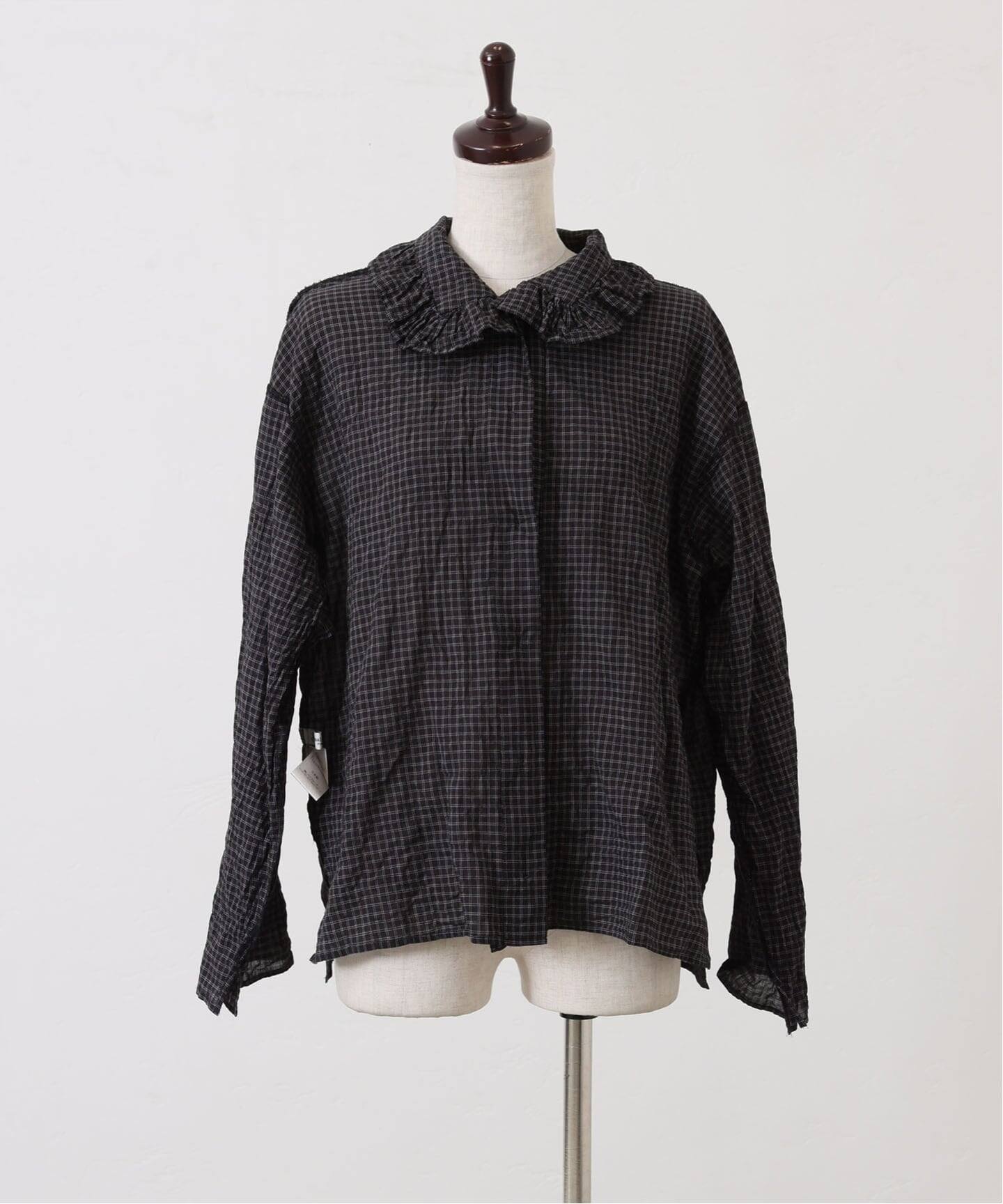 追加》シャーリングローン フリルブラウス（シャツ／ブラウス