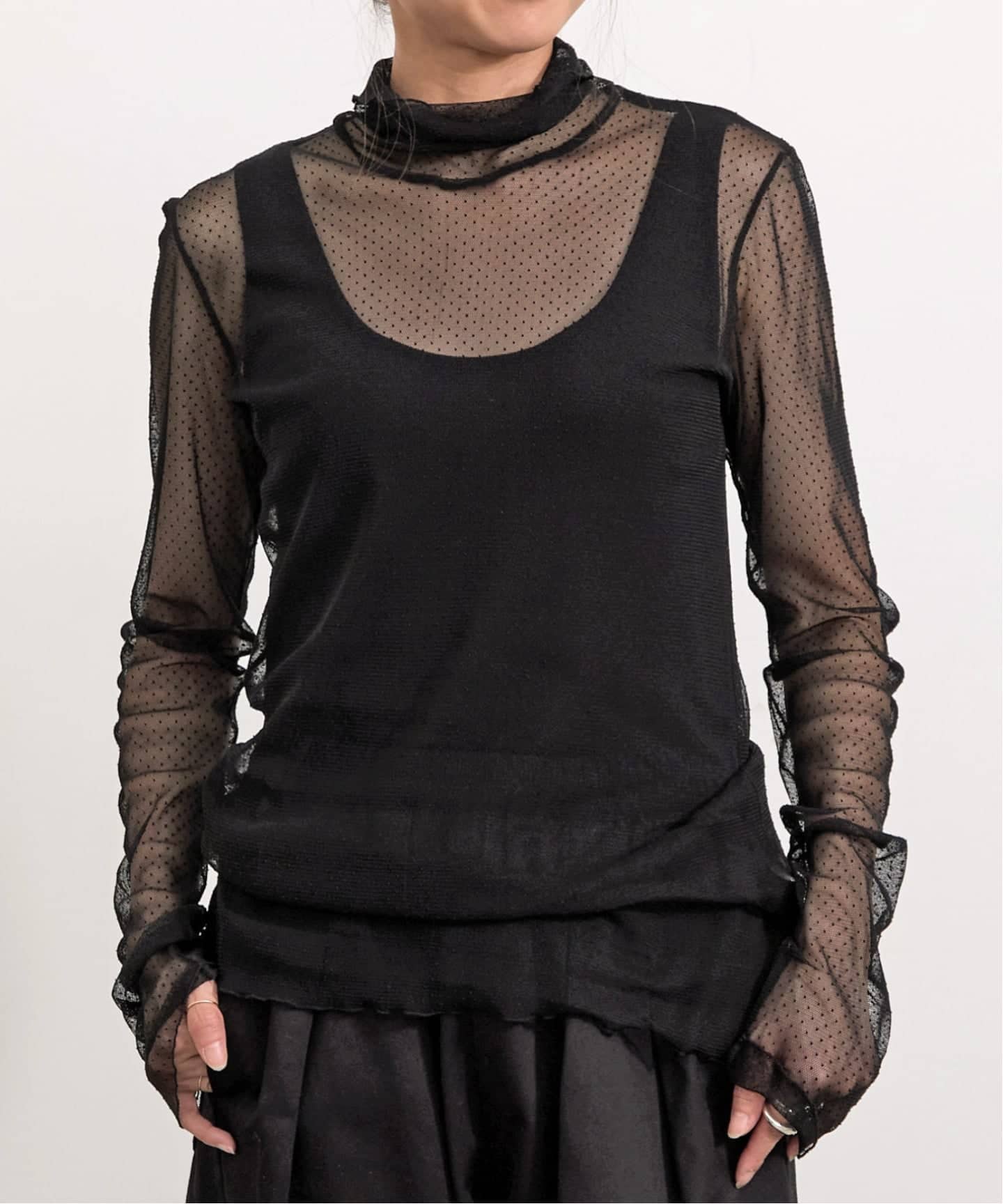 Col Pierrot/コル ピエロ】 Dot Sheer Blouse（シャツ／ブラウス）｜L