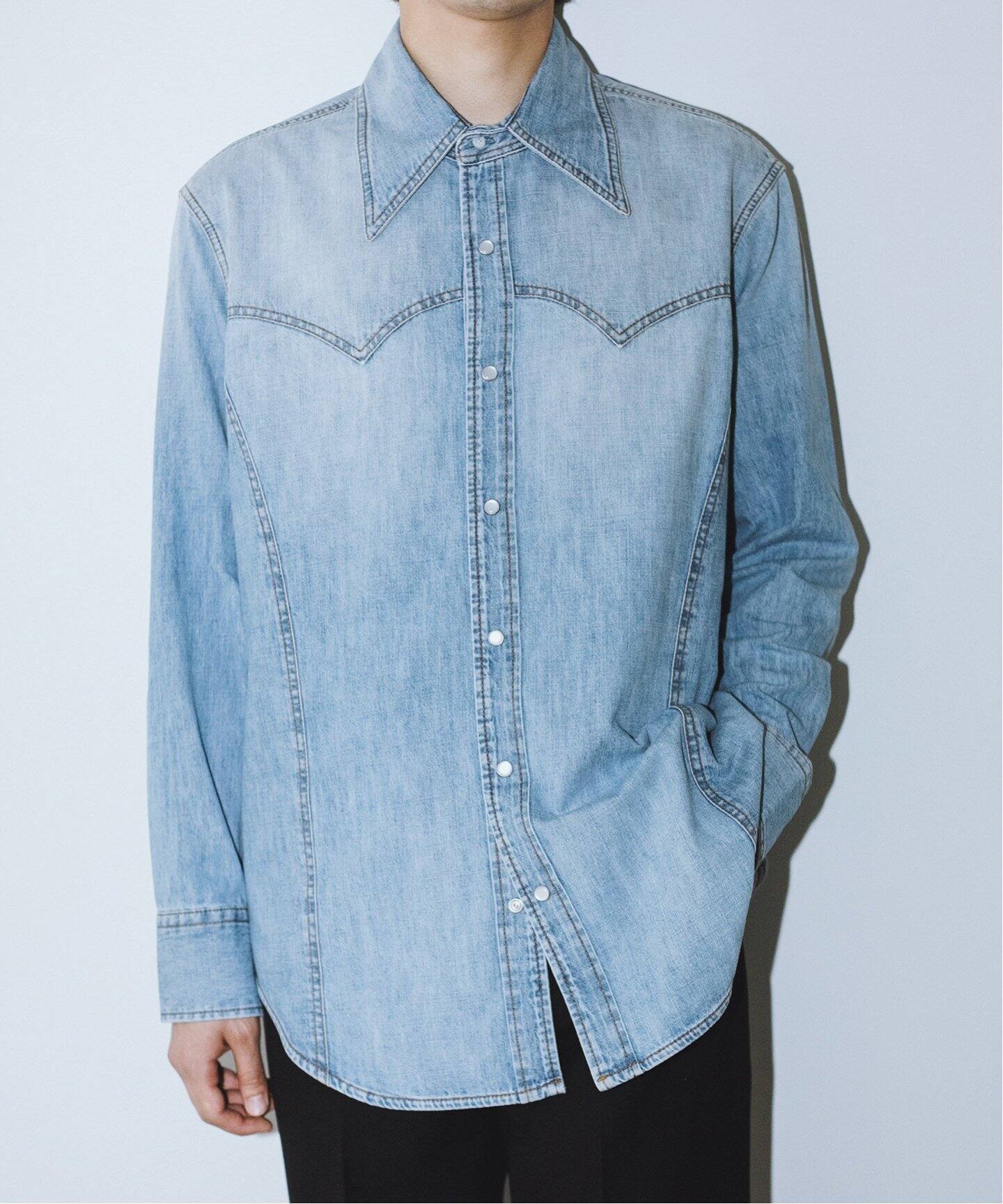 HUSBANDS / ハズバンズ】 別注 western shirt in denim H12ELE_
