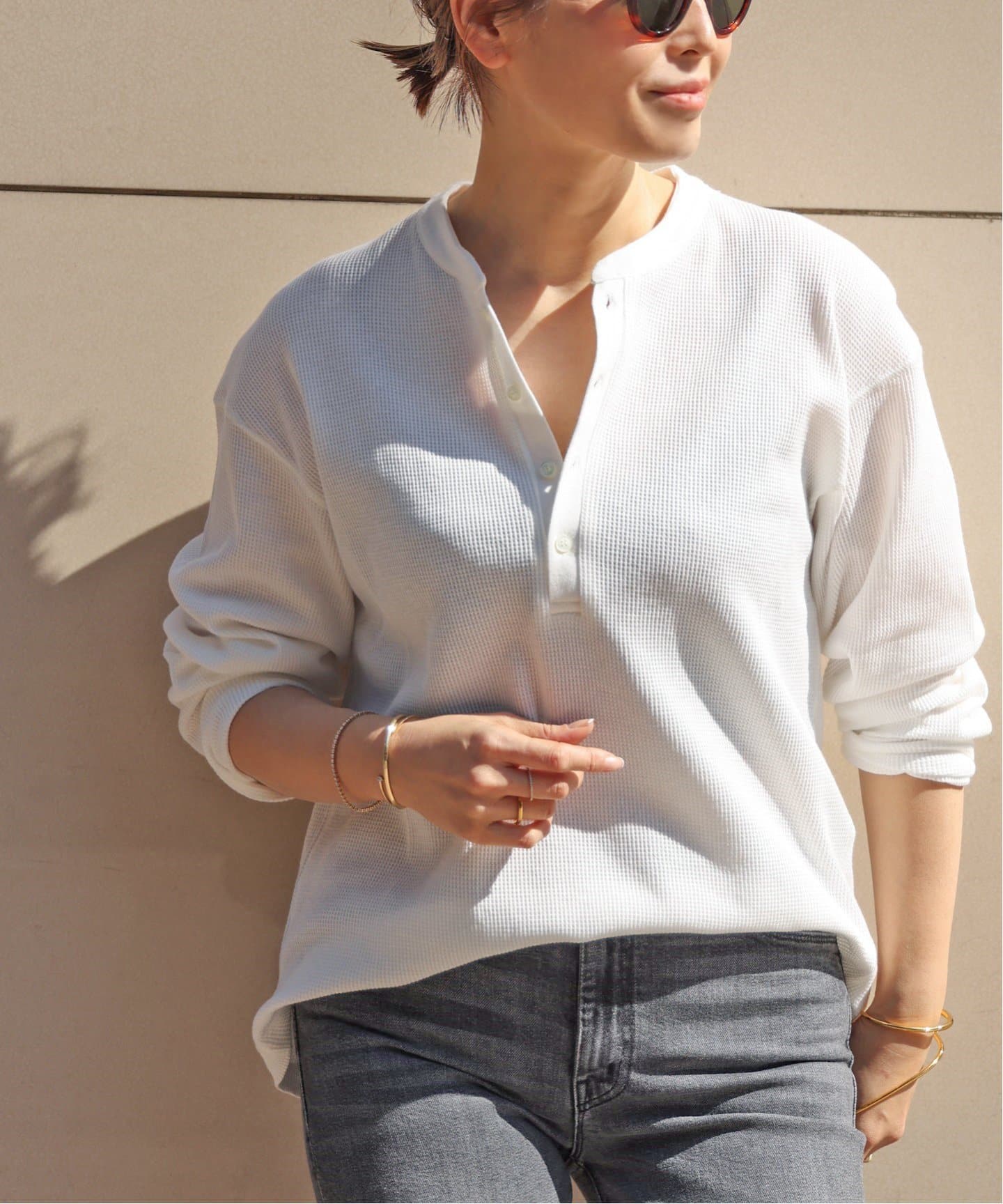 AMERICANA/アメリカーナ】 WAFFLE LONGSLEEVE Tシャツ（Tシャツ