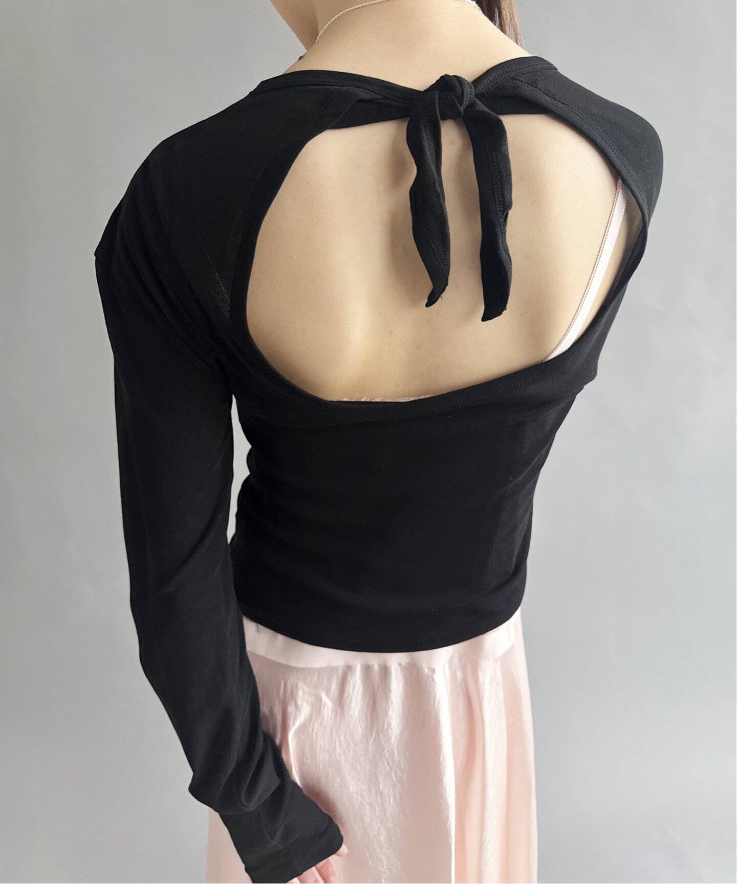 babaco/ババコ】Twisted Cotton Back Tied Long Sle（Tシャツ