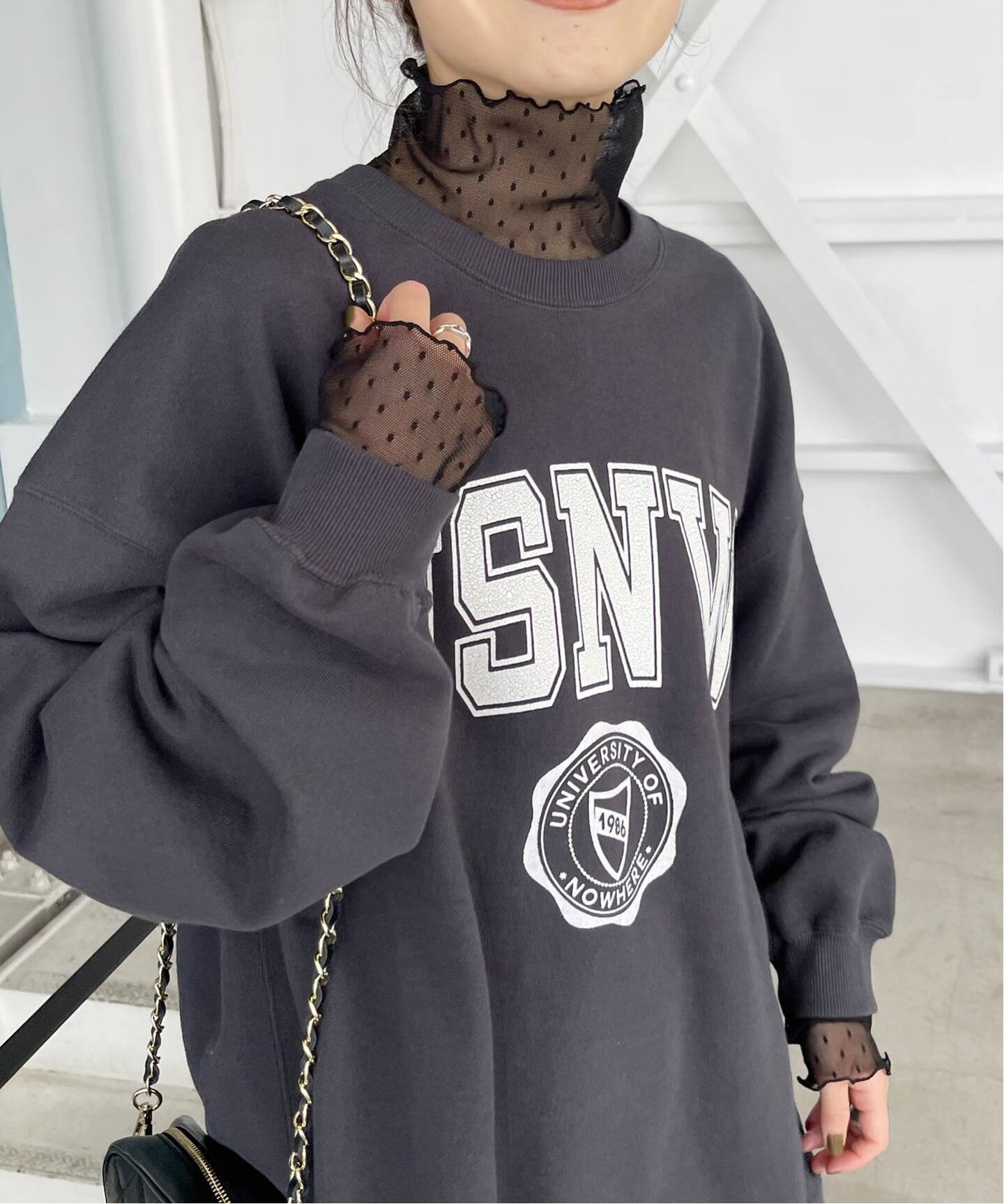 追加》ドットチュールハイネックプルオーバー（Tシャツ／カットソー