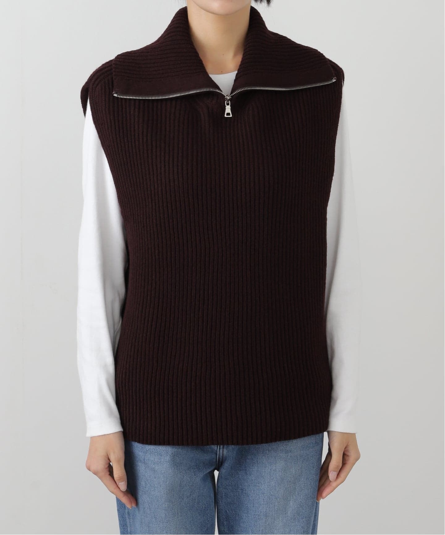 R2W/アールツーダブリュー】 ZIPPER KNIT VEST（ニット／セーター）｜L