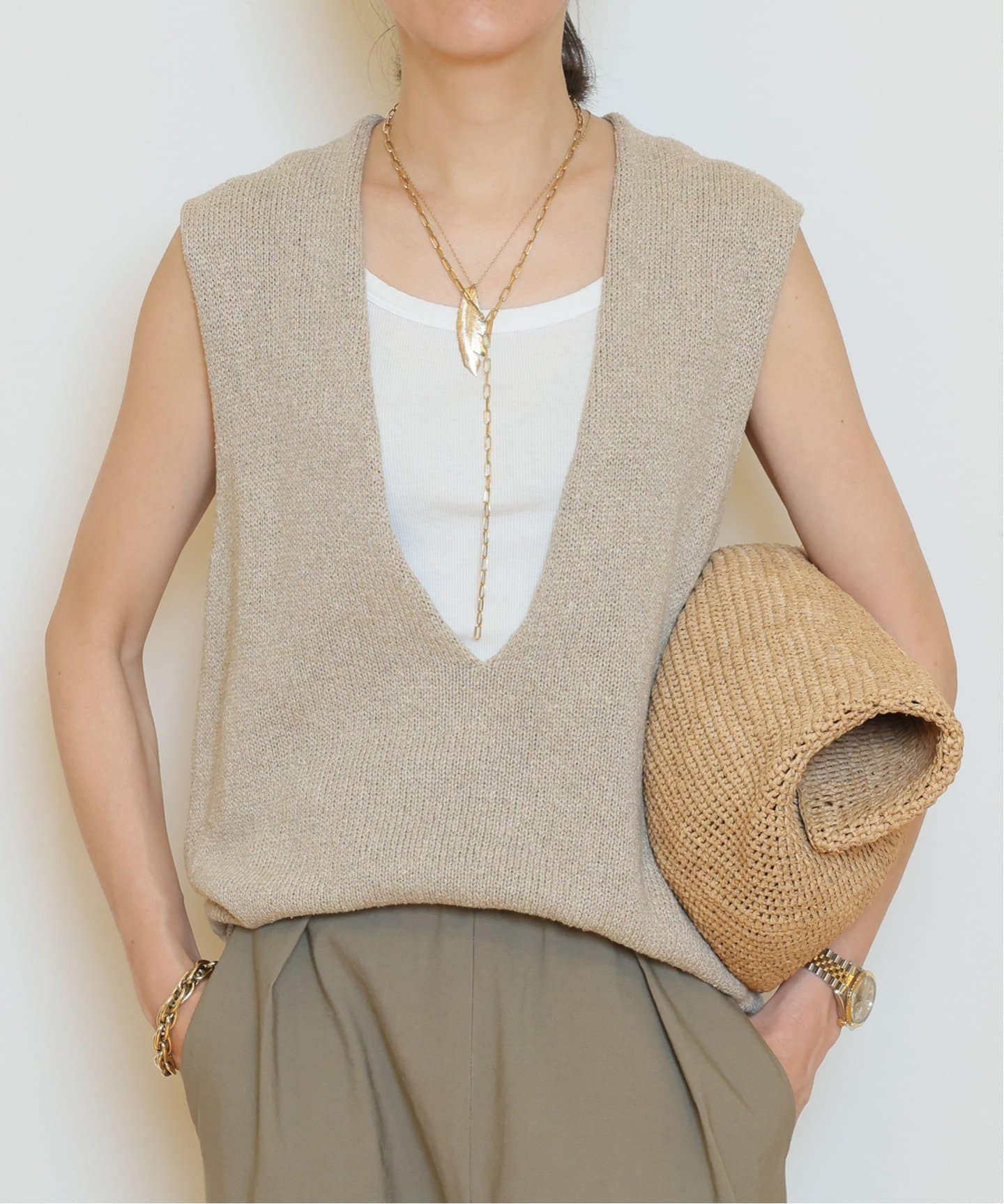 Lily Linen Vネック ベスト（ベスト）｜MUSE de Deuxieme Classe