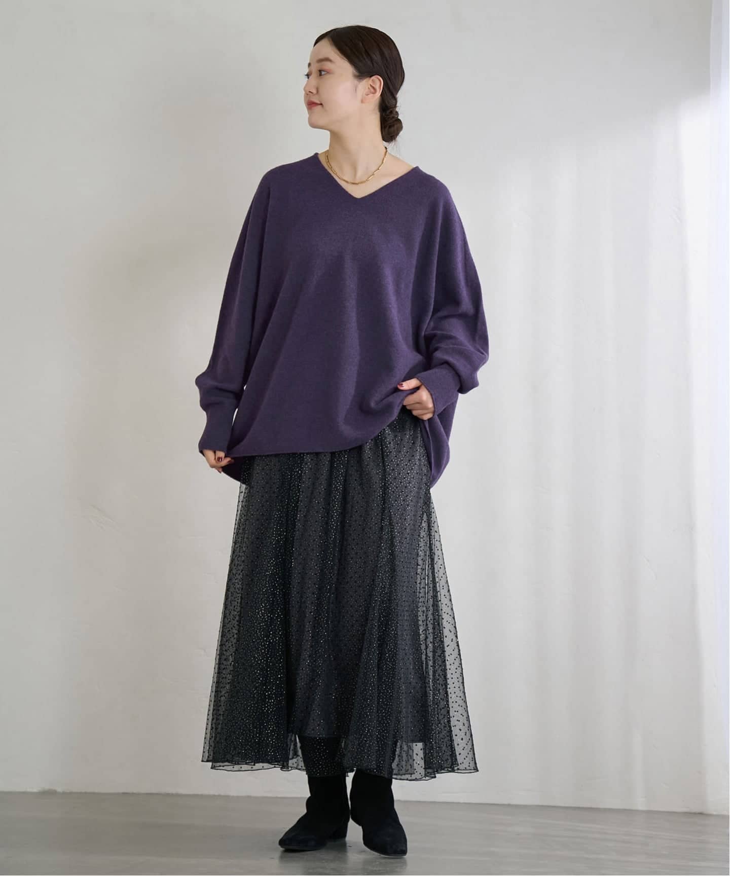 追加3》Fineニュージーウール ニュアンス Vプルオーバー（ニット