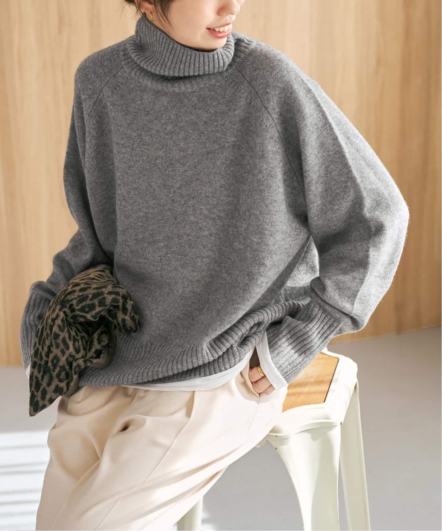 ウールカシミヤ ラグランタートルニット（ニット／セーター）｜Spick