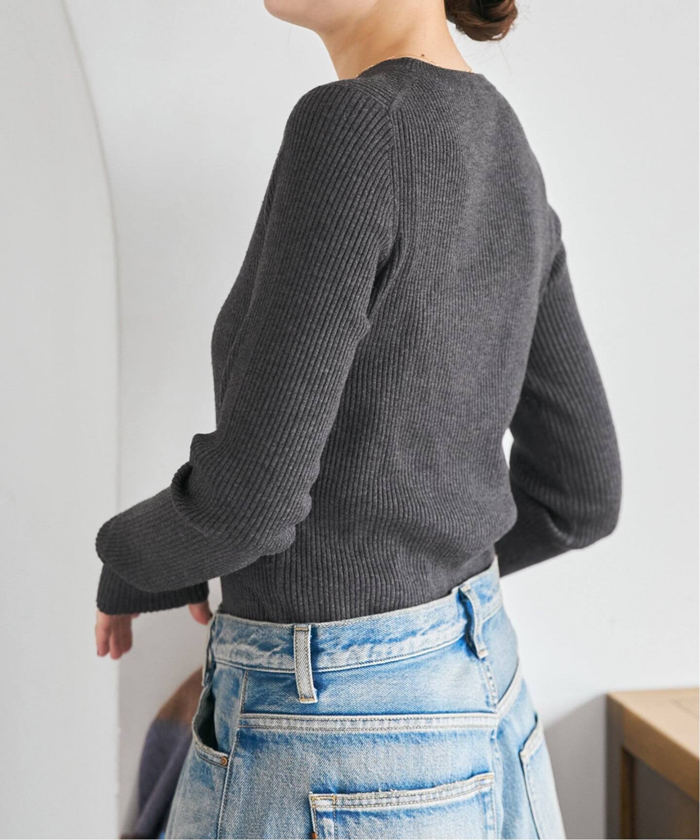 WEB限定 / 追加》ウォッシャブル クルーネックリブニット（ニット