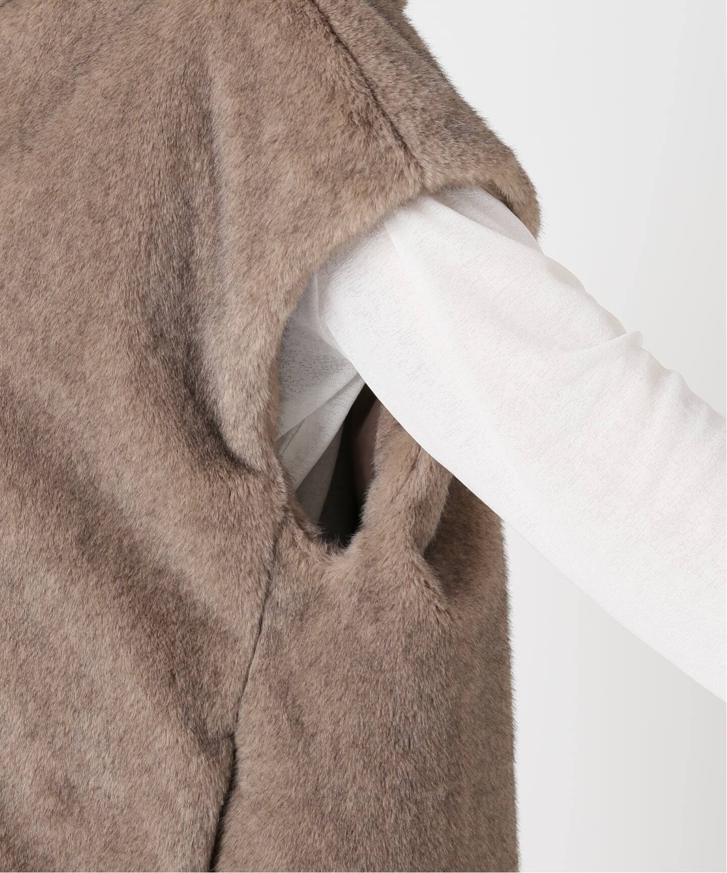 手洗い可 / フード付きミンク調ファーベスト（ベスト）｜B.C STOCK