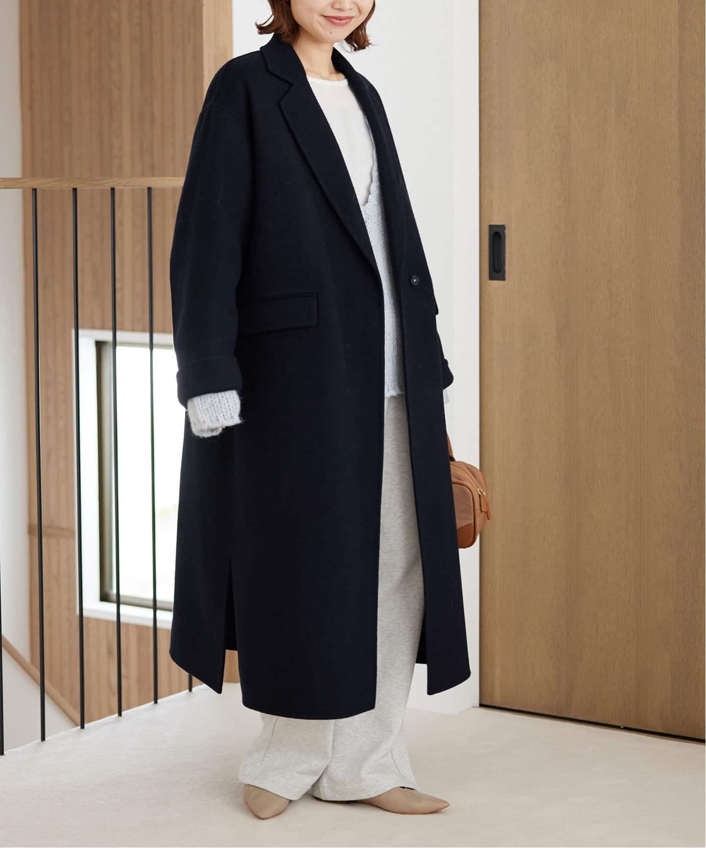 追加》souple woolダブルフェイスチェスターコート（チェスターコート