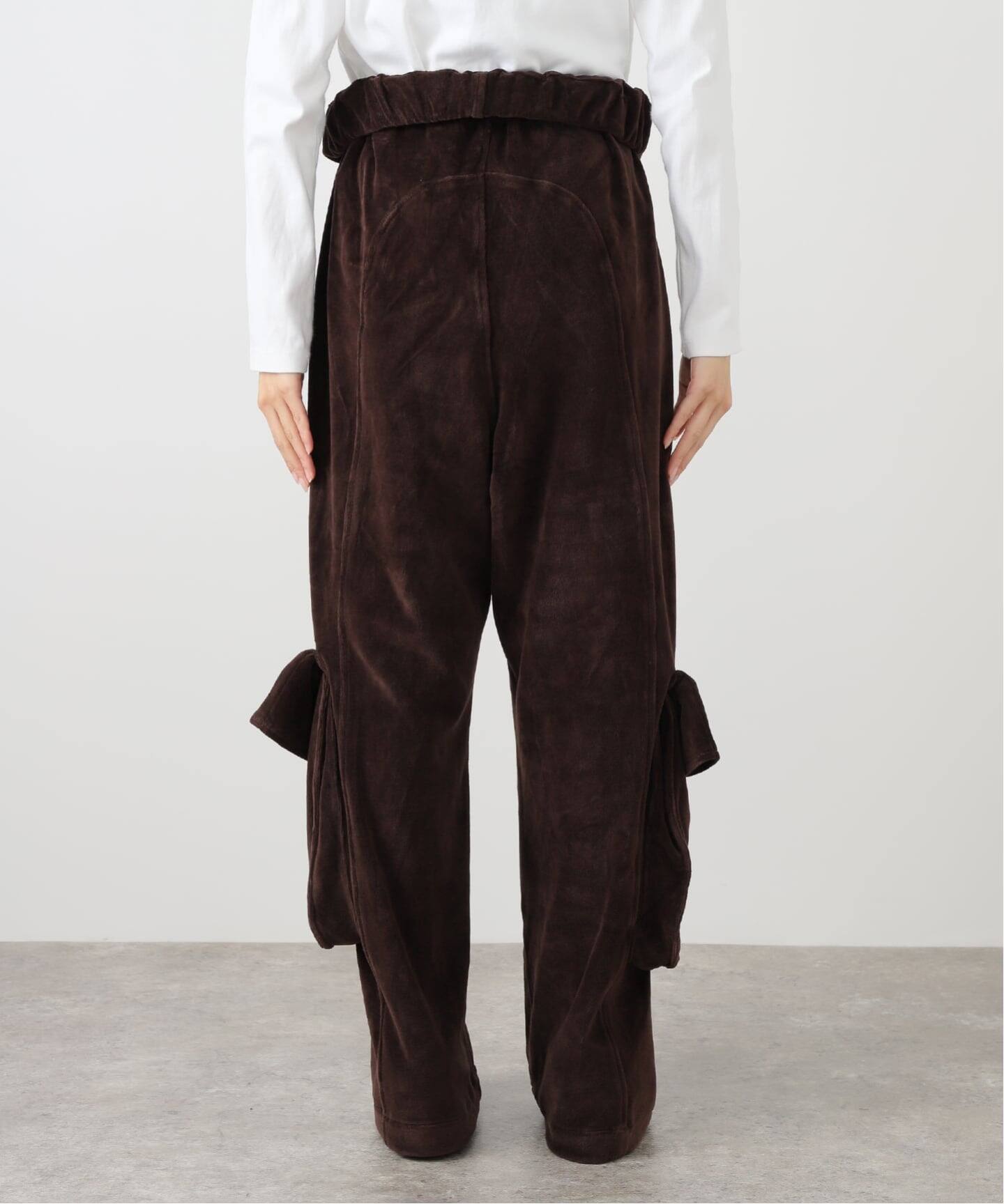 OPEN YY / オープンワイワイ】ROLLED WAIST VELOUR CARGO PANTS