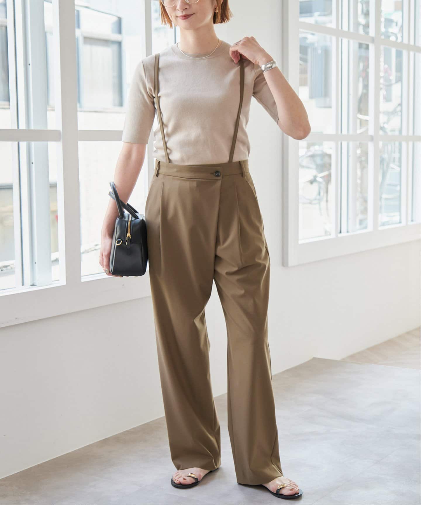 サスペンダー付きアシンメトリータックパンツ（スラックス）｜Spick