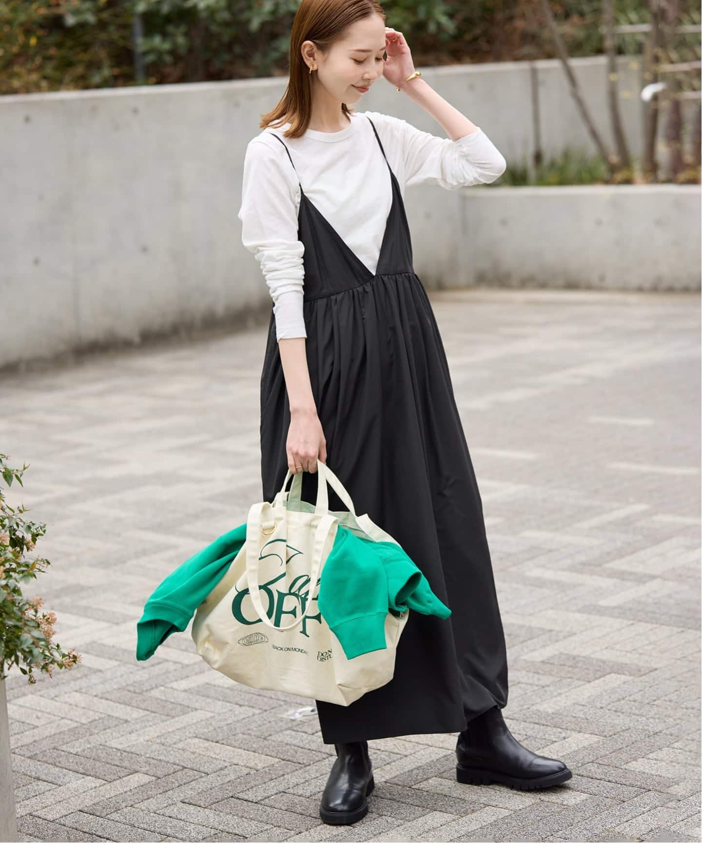 WEB限定/追加4》タフタギャザーキャミワンピース（ワンピース）｜SLOBE