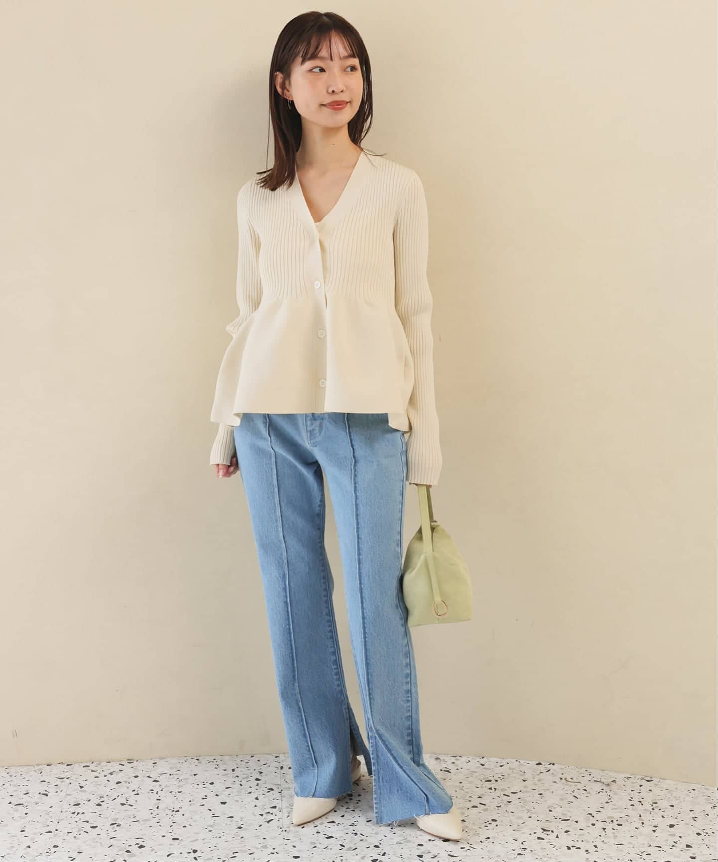 WEB限定/追加》Vネックペプラムカーディガン（カーディガン）｜SLOBE