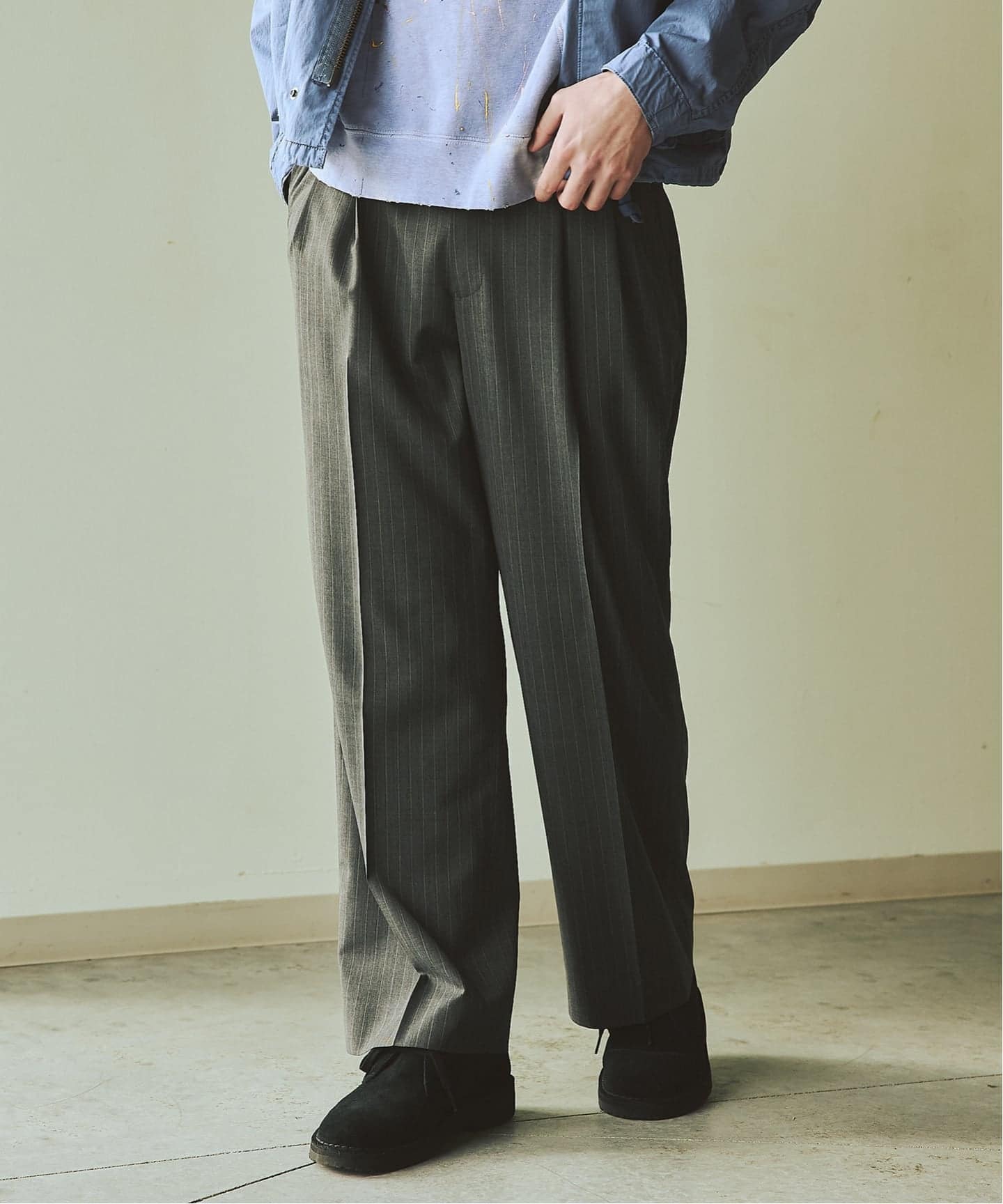 T/W ストライプ 2タック トラウザー スラックス（スラックス