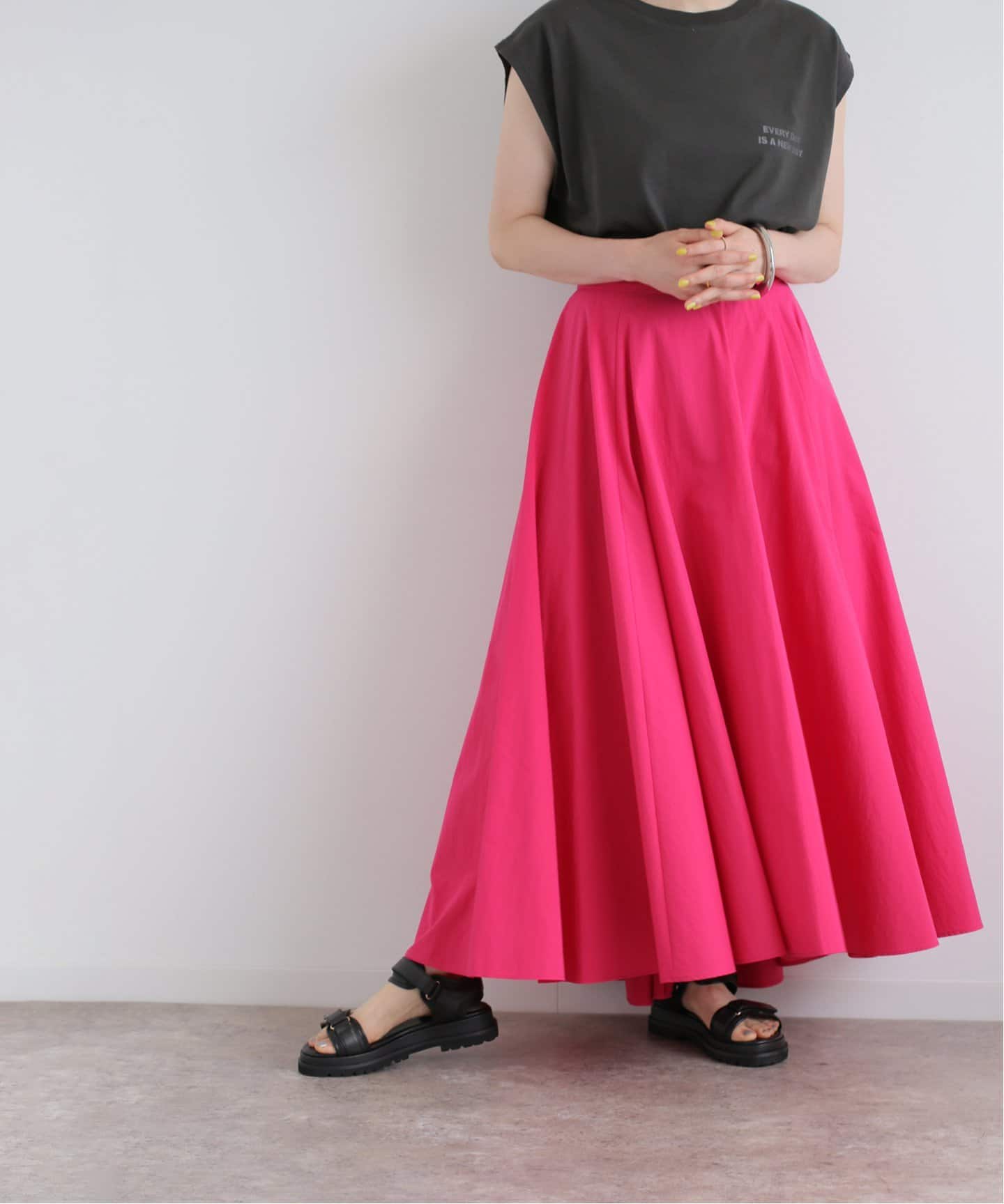 ナチュラルワッシャーフレアスカート（ロング・マキシ丈スカート