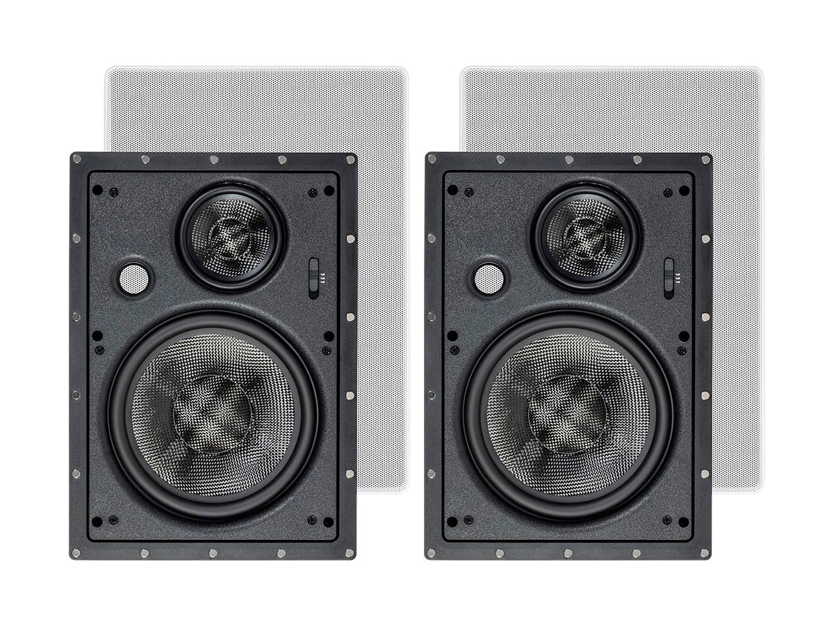 Monoprice Alpha In-Wall Speakers 8in Carbon Fiber 3-Way (pair