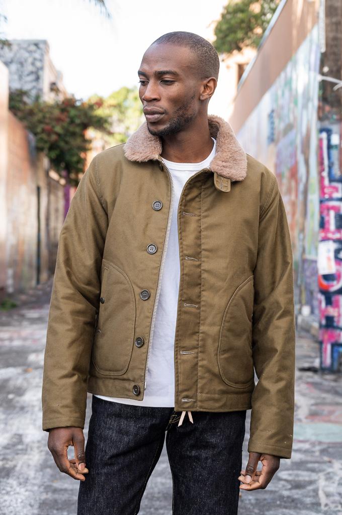 Iron Heart Alpaca-Lined N-1 Deck Jacket - IHM-35-ODG - Olive