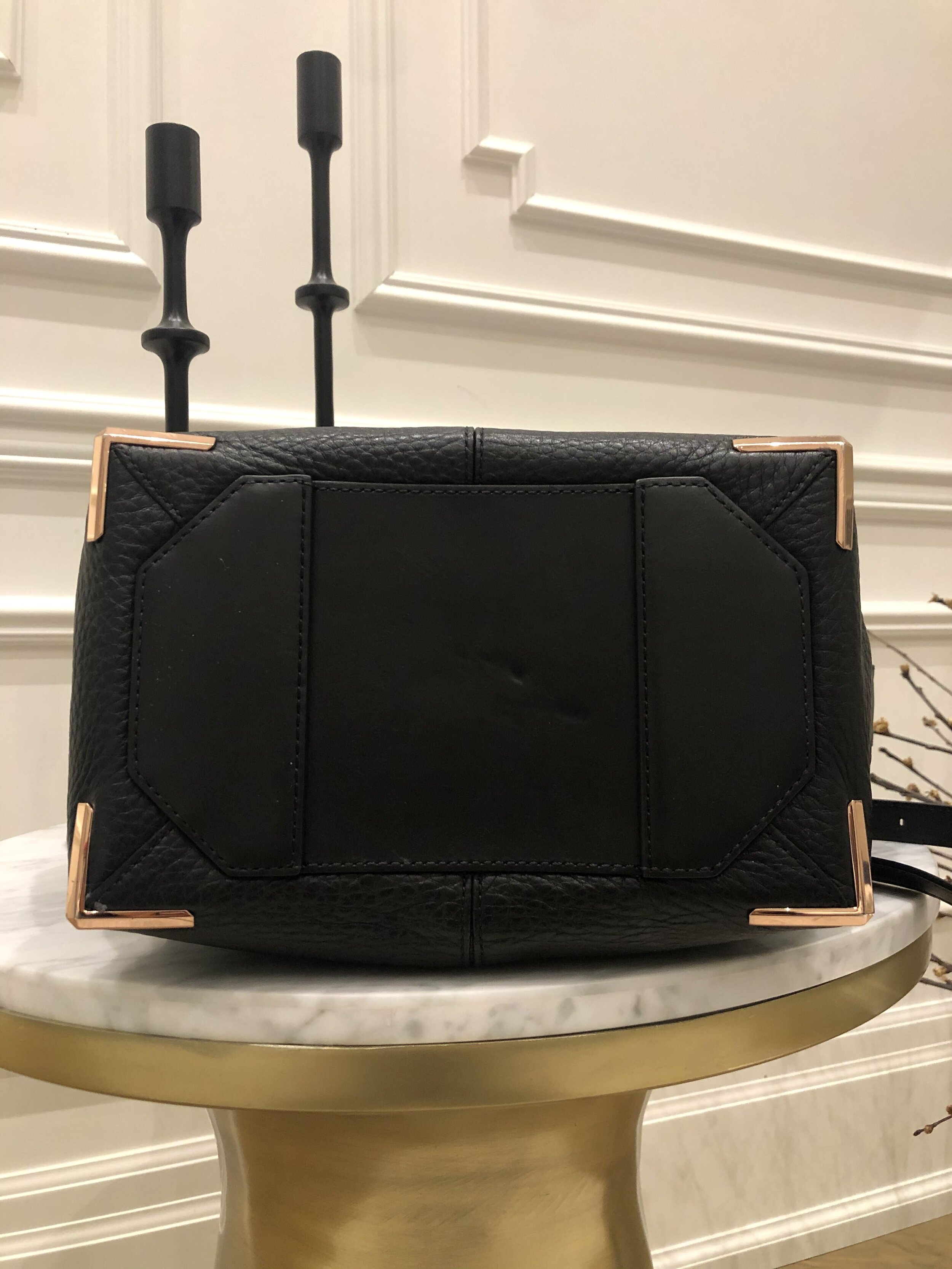 Alexander Wang Black Leather Bag with Rose Gold Hardware — ShopThing