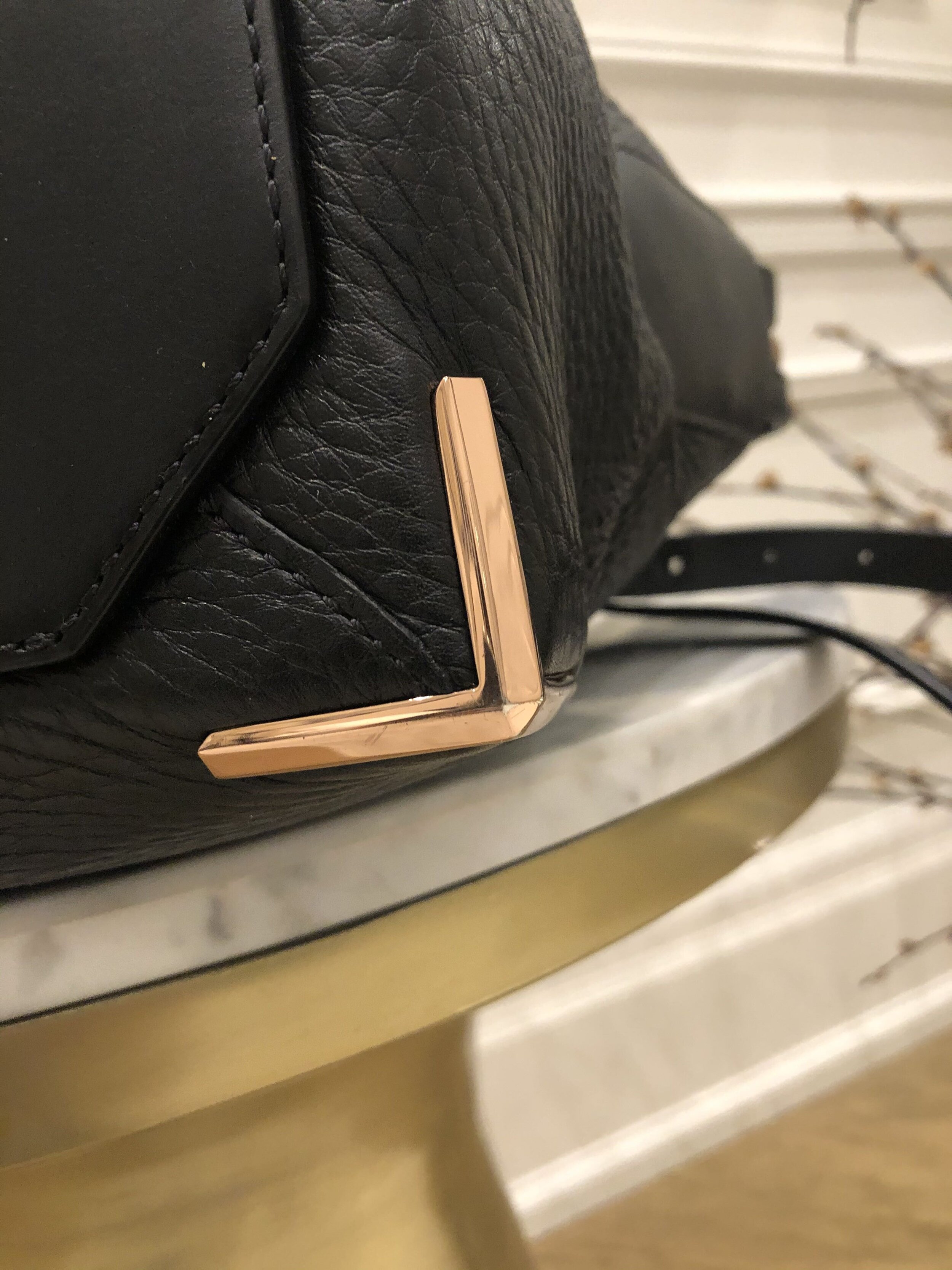 Alexander Wang Black Leather Bag with Rose Gold Hardware — ShopThing