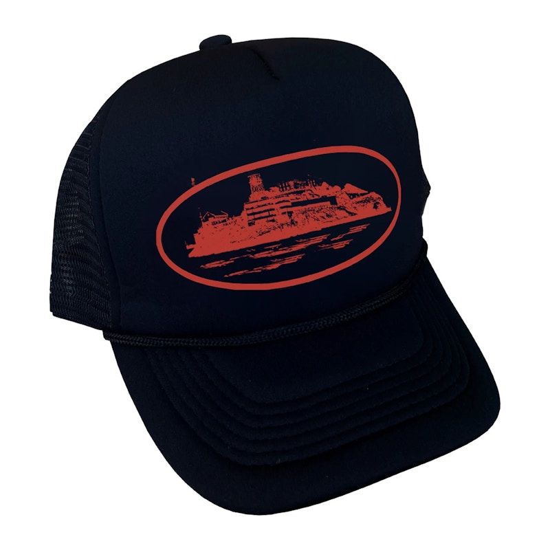 Corteiz Alcatraz Trucker Hat Black/Red - US
