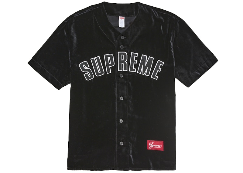 Supreme Velvet Baseball Jersey Black Men's - SS25 - US