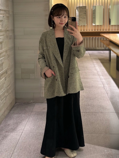 セール】薄手ツイードオーバーサイズテーラードシャツジャケット