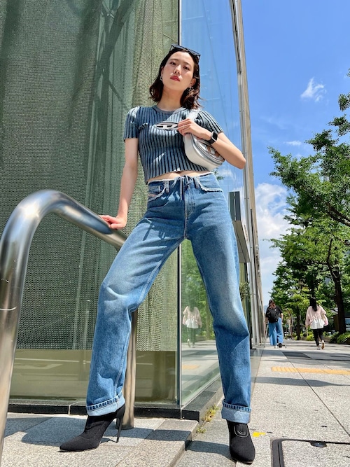 DIESEL（ディーゼル）の「レディース 半袖 トップス インディゴ リブ