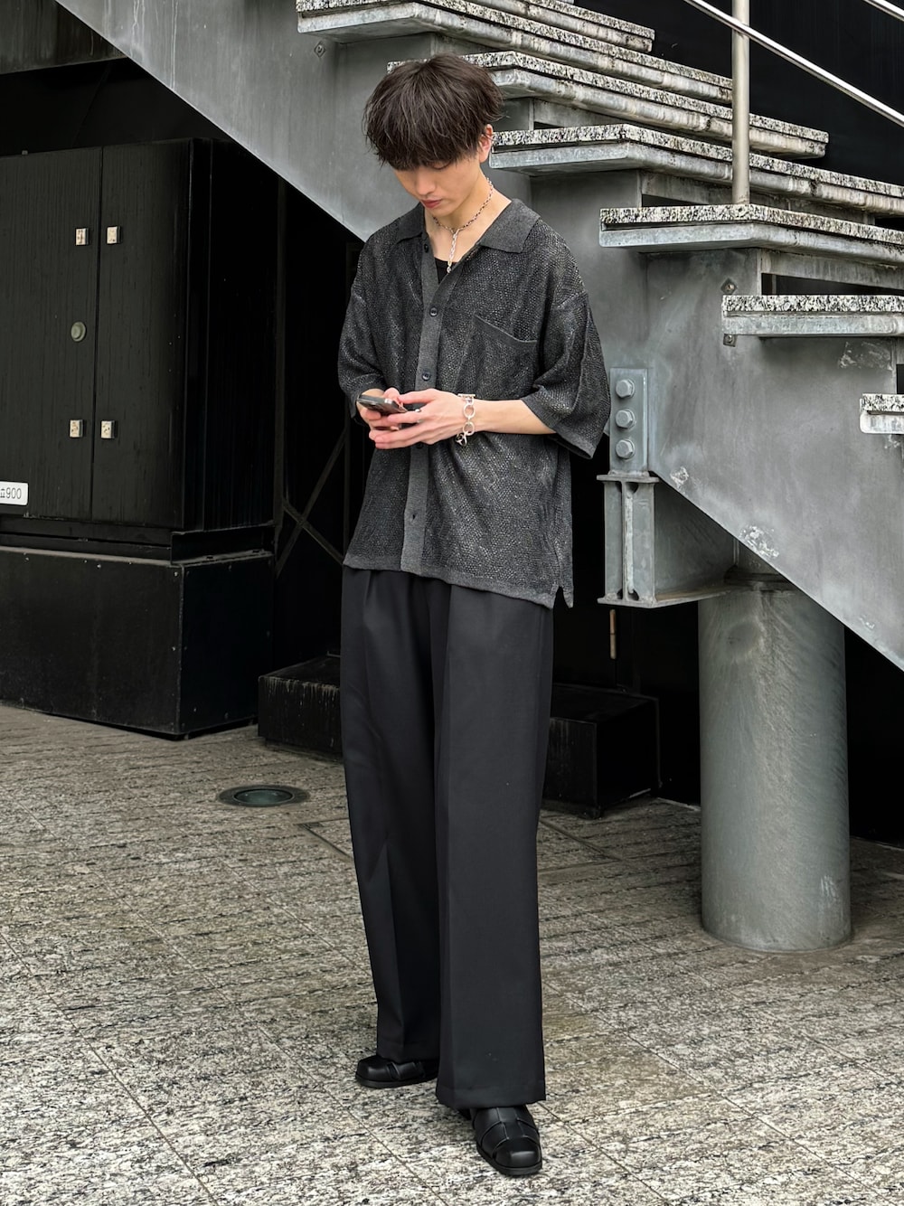 UNISEX》Wool Mix Continuous Tow-Tuck Wide Pants/ウールミックス