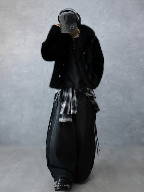 Spielio】Metal bit faux fur jacket / メタルビットフェイクファー