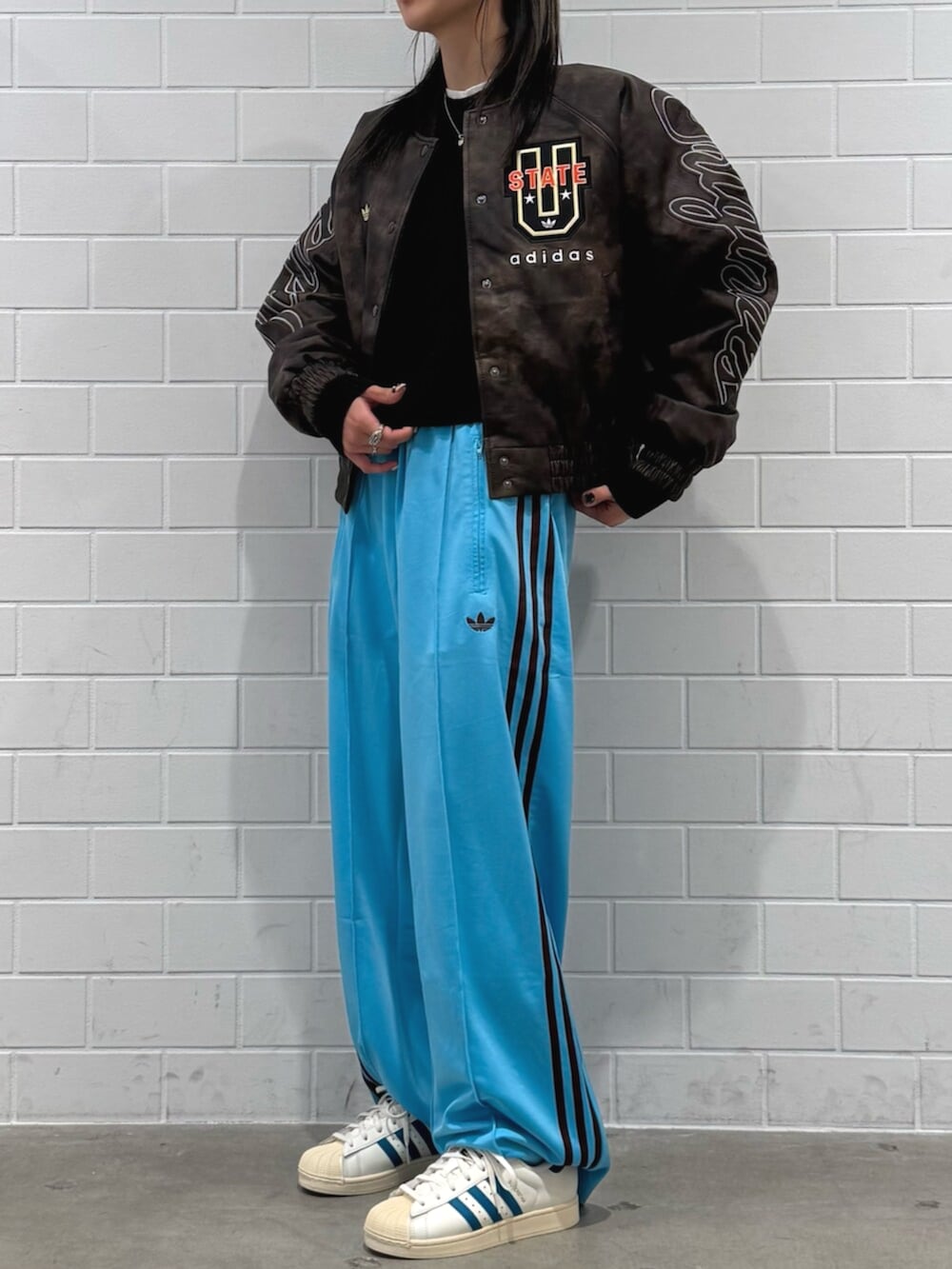 アディダス オリジナルス Athletic Dept ビンテージ合成皮革ジャケット