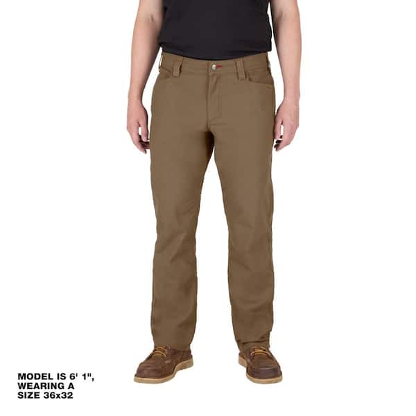 Milwaukee Men's 36 in. x 32 in. Khaki Cotton/Polyester Work Pants