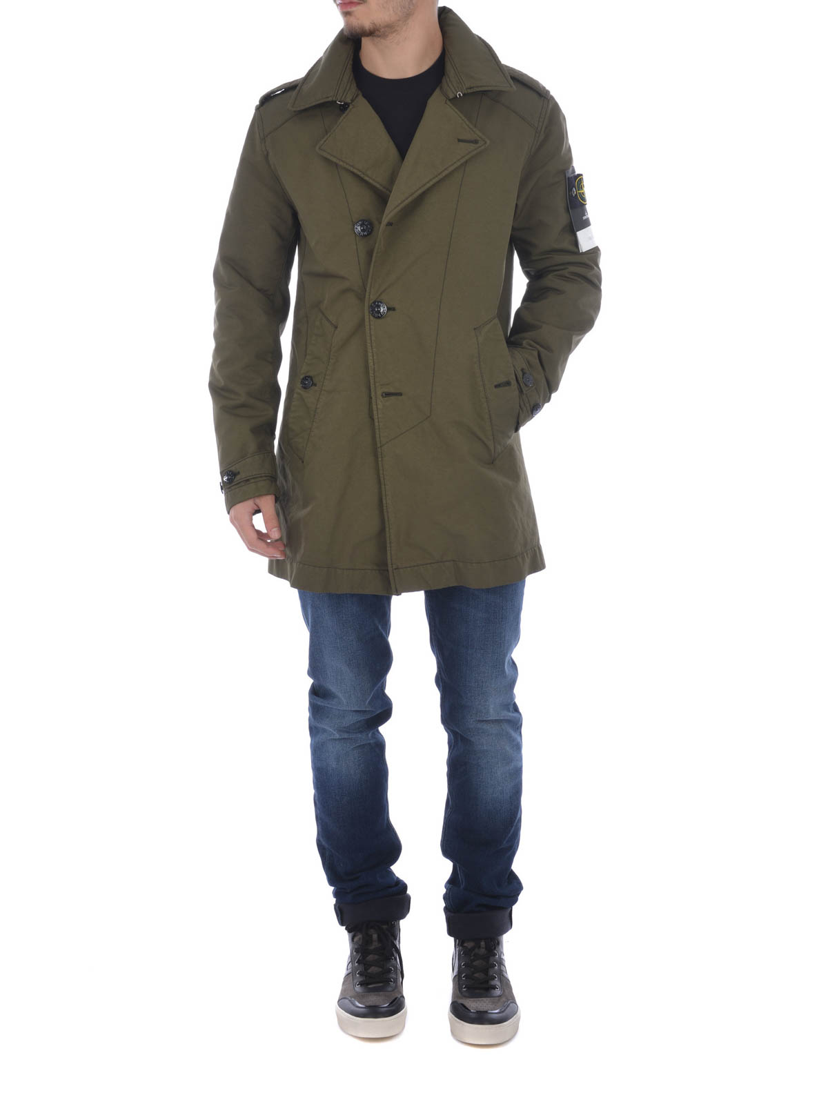 Stone Island DAVID-TC TRENCH COAT - Dark Green - Men|45249V0054